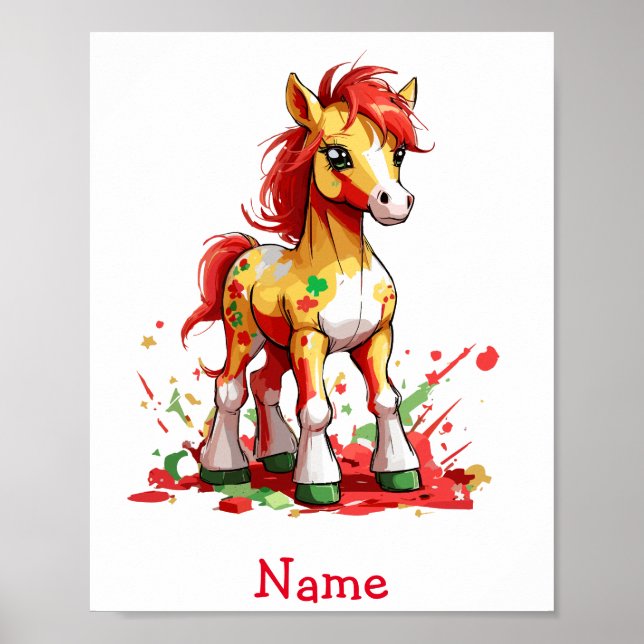 Anpassat namn för Cute Baby Horse Poster (Framsidan)