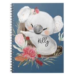 Anpassat namn för Cute Baby Koala Guld Speckle Anteckningsbok