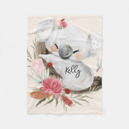 Anpassat namn för Cute Baby Koala Guld Speckle Fleecefilt