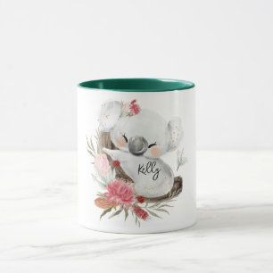Anpassat namn för Cute Baby Koala Guld Speckle Mugg