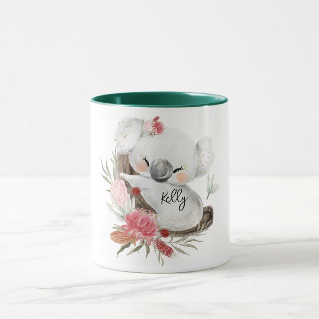 Anpassat namn för Cute Baby Koala Guld Speckle Mugg (Center)