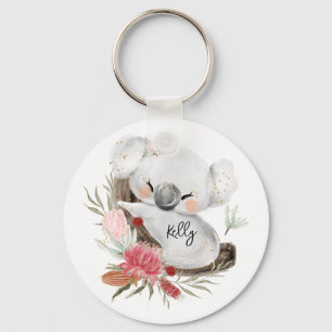 Anpassat namn för Cute Baby Koala Guld Speckle Nyckelring