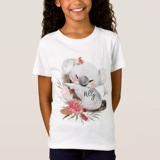 Anpassat namn för Cute Baby Koala Guld Speckle T Shirt (Framsida)