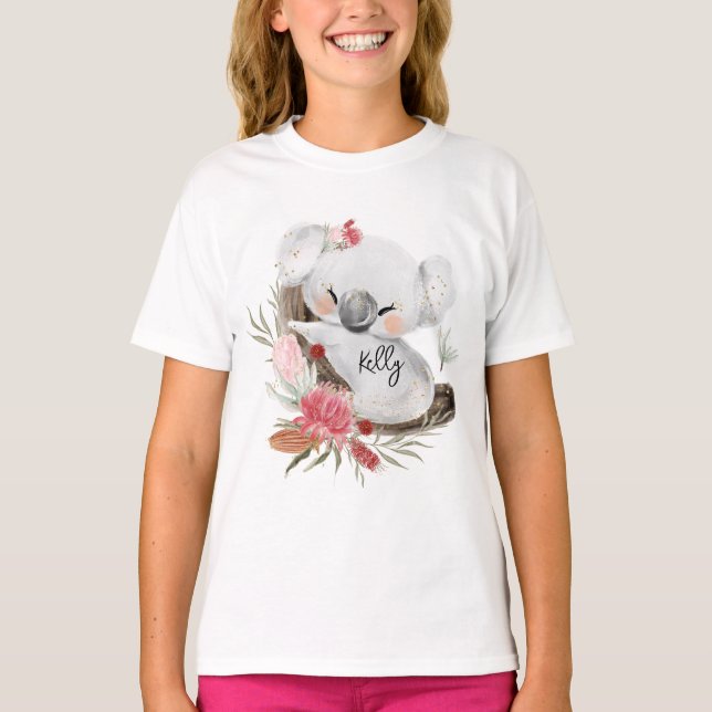 Anpassat namn för Cute Baby Koala Guld Speckle T Shirt (Framsida)