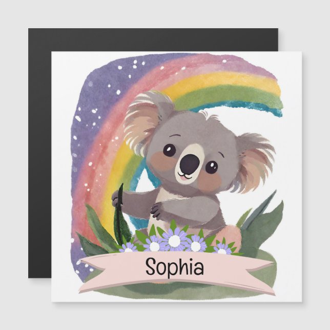 Anpassat namn för Cute Baby Koala Rainbow (Fram/baksida)