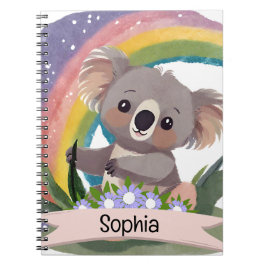 Anpassat namn för Cute Baby Koala Rainbow Anteckningsbok