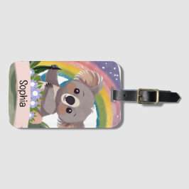 Anpassat namn för Cute Baby Koala Rainbow Bagagebricka