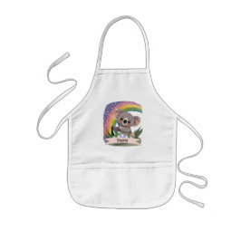 Anpassat namn för Cute Baby Koala Rainbow Barnförkläde
