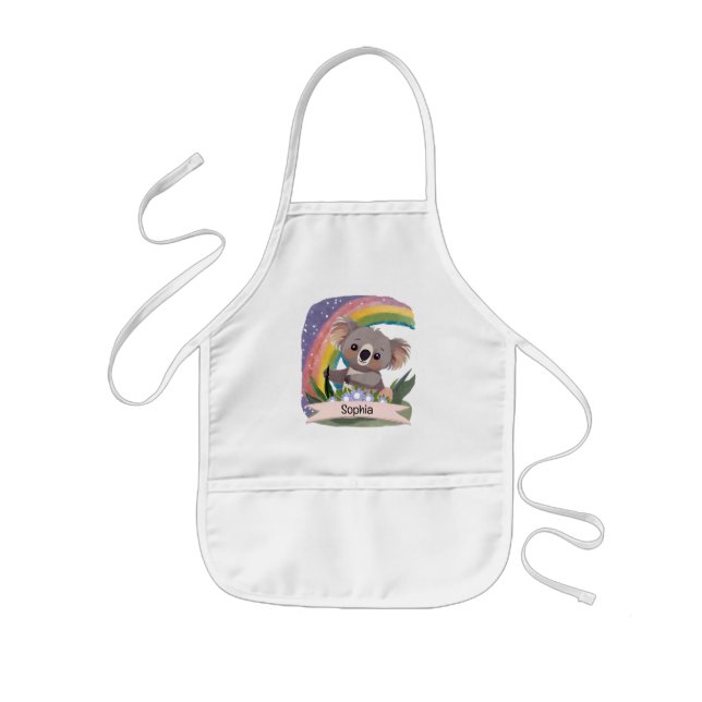 Anpassat namn för Cute Baby Koala Rainbow Barnförkläde (Framsidan)