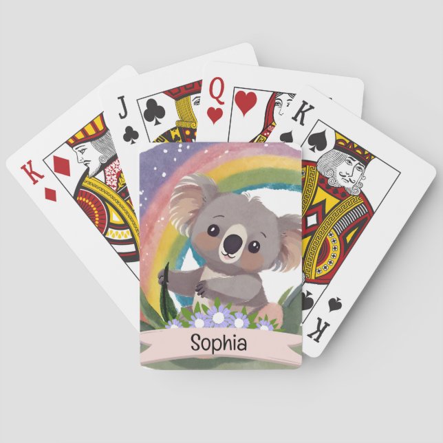 Anpassat namn för Cute Baby Koala Rainbow Casinokort (Baksidan)