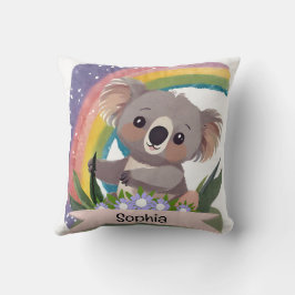 Anpassat namn för Cute Baby Koala Rainbow Kudde