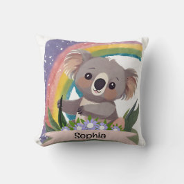 Anpassat namn för Cute Baby Koala Rainbow Kudde