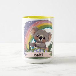 Anpassat namn för Cute Baby Koala Rainbow Mugg
