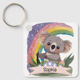 Anpassat namn för Cute Baby Koala Rainbow Nyckelring