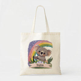 Anpassat namn för Cute Baby Koala Rainbow Tygkasse