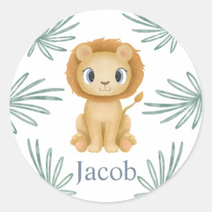 Anpassat namn för Cute baby lejon (leo horoscope-t Runt Klistermärke