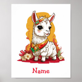 Anpassat namn för Cute Baby Llama Poster