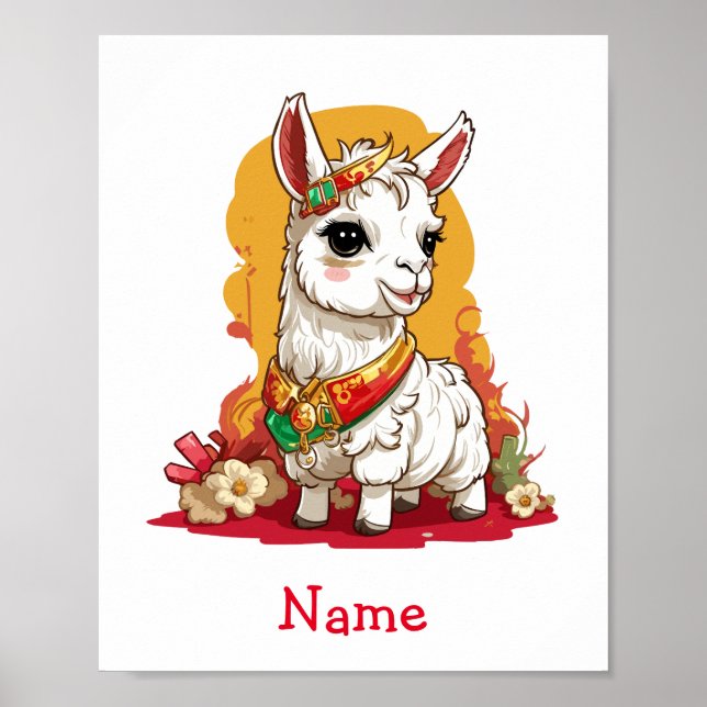 Anpassat namn för Cute Baby Llama Poster (Framsidan)