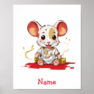 Anpassat namn för Cute Baby-mus Poster
