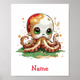Anpassat namn för Cute Baby Octopus Poster