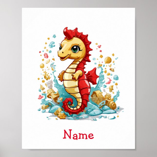 Anpassat namn för Cute Baby-sjöhästen Poster (Framsidan)