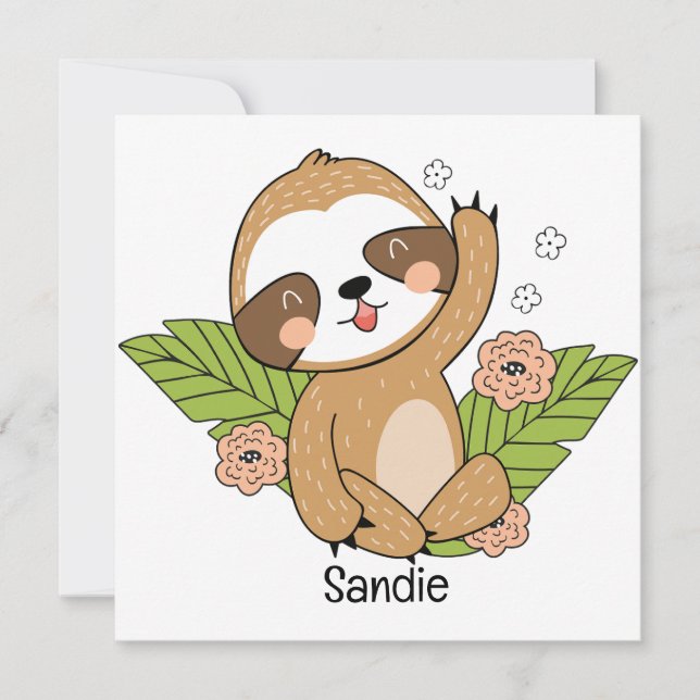 Anpassat namn för Cute Baby Sloth (Framsida)