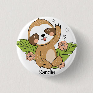 Anpassat namn för Cute Baby Sloth Knapp