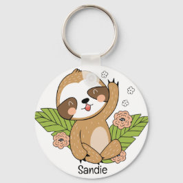 Anpassat namn för Cute Baby Sloth Nyckelring