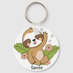 Anpassat namn för Cute Baby Sloth Nyckelring