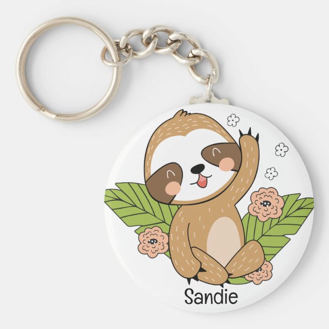 Anpassat namn för Cute Baby Sloth Nyckelring (Framsidan)