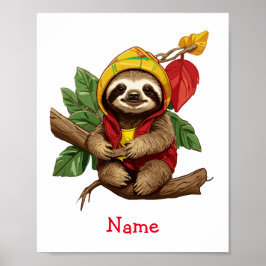 Anpassat namn för Cute Baby Sloth Poster