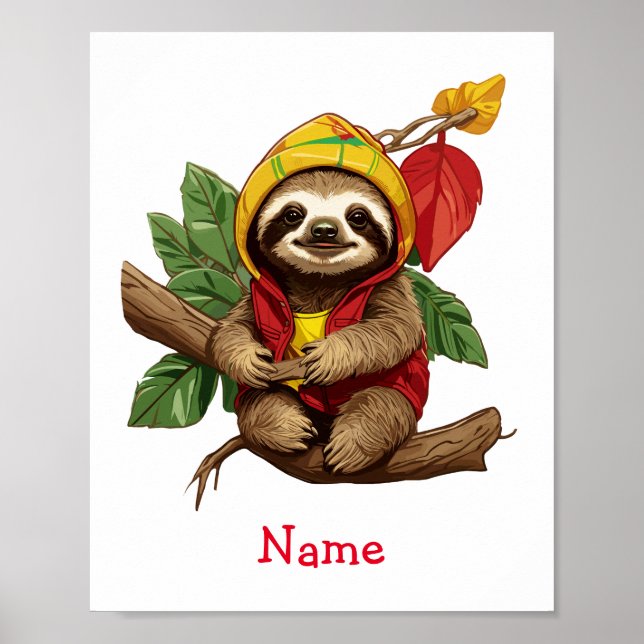 Anpassat namn för Cute Baby Sloth Poster (Framsidan)