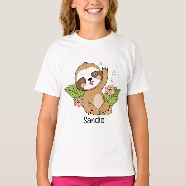 Anpassat namn för Cute Baby Sloth T Shirt (Framsida)