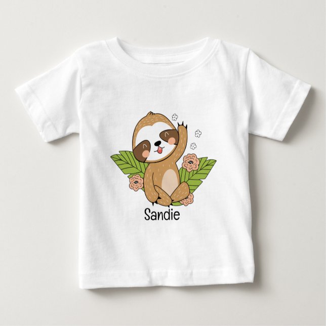 Anpassat namn för Cute Baby Sloth T Shirt (Framsida)