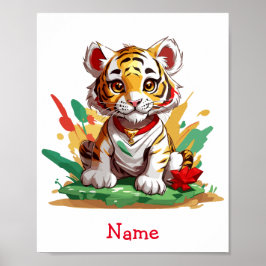 Anpassat namn för Cute Baby Tiger Poster