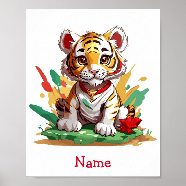 Anpassat namn för Cute Baby Tiger Poster (Framsidan)