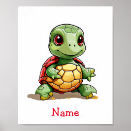 Anpassat namn för Cute Baby Turtle Poster