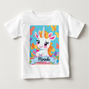 Anpassat namn för Cute Baby Unicorn Butterfly T Shirt