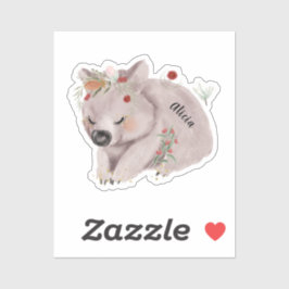 Anpassat namn för Cute Baby Wombat Guld Speckle Klistermärken