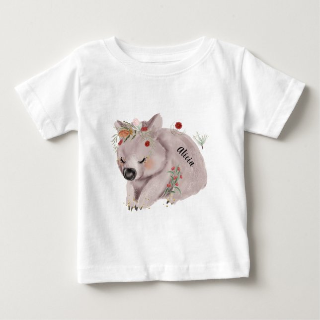 Anpassat namn för Cute Baby Wombat Guld Speckle T Shirt (Framsida)