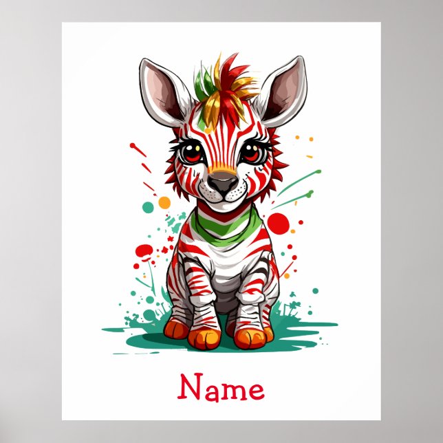 Anpassat namn för Cute Baby Zebra Poster (Framsidan)