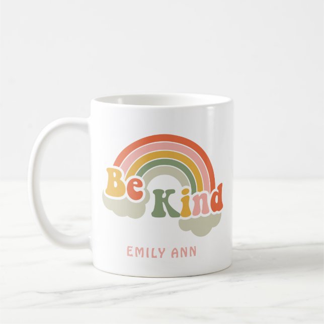 Anpassat namn för Cute Be Kinart Rainbow Kaffemugg (Vänster)