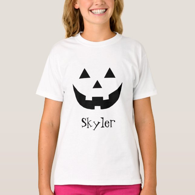 Anpassat namn för Cute Black Jack o lantern Hallow T Shirt (Framsida)