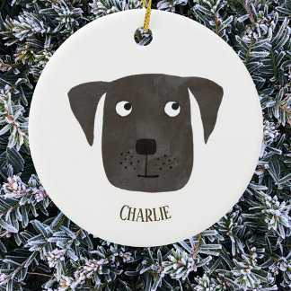 Anpassat namn för Cute Black Labrador Retriever Hu Julgransprydnad Keramik
