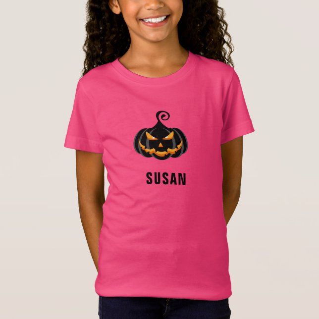 Anpassat namn för Cute Black Pumpkin Halloween T Shirt (Framsida)