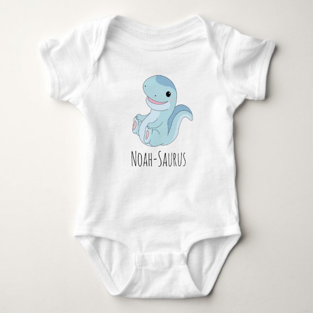 Anpassat namn för Cute Blue Dinosaur - Saurus T Shirt (Framsida)