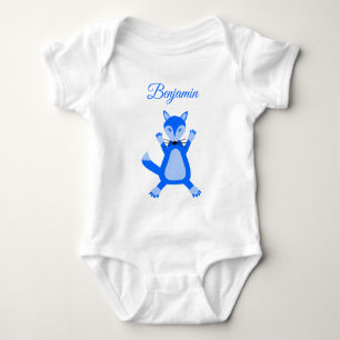 Anpassat namn för Cute Blue Pojke Fox T Shirt