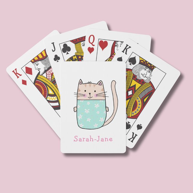 Anpassat namn för Cute Cat-Personlig Casinokort (Personalized cat playing cards )