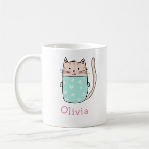 Anpassat namn för Cute Cat-Personligen Kaffe Mugg