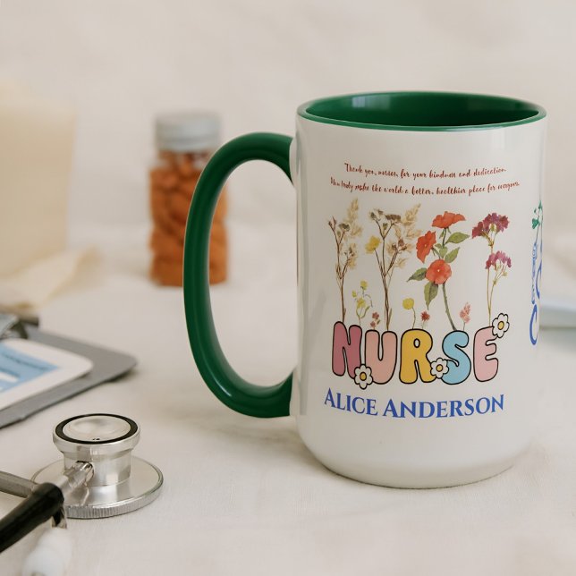 Anpassat namn för Cute Colorful Nurse-julklapp Mugg (Skapare uppladdad)